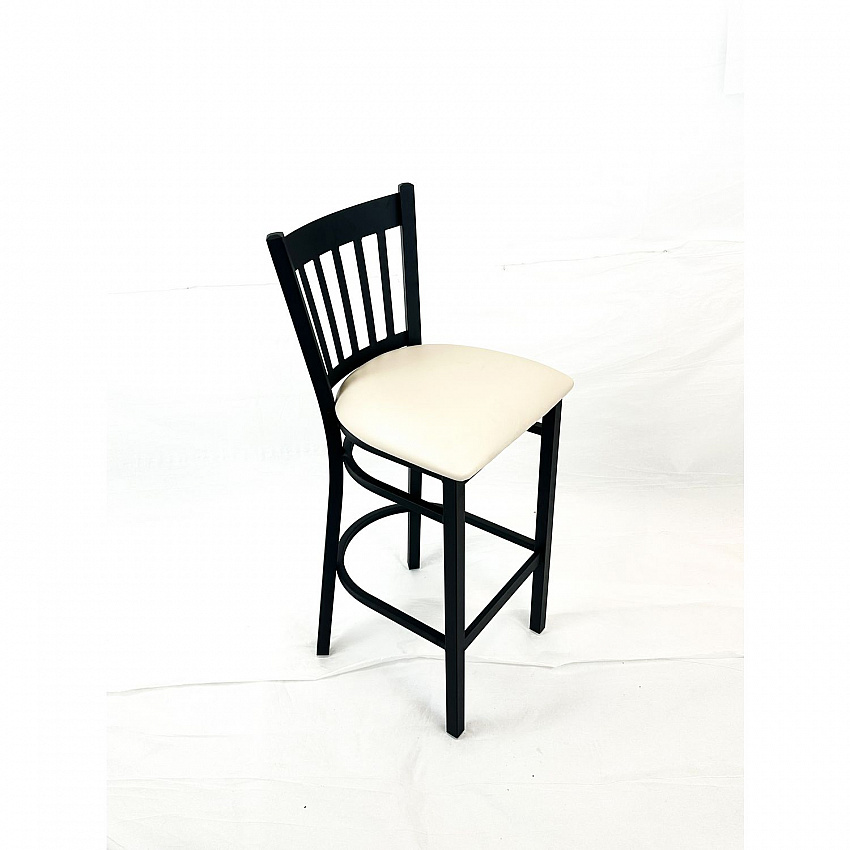 Cobra Series Barstool, Supports Up to 300 lbs, 28.5" Seat Height, Cream Seat, Black Back, Black Base (CBBVSCRM)