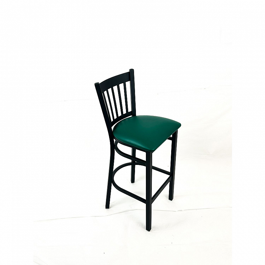 Cobra Series Barstool, Supports Up to 300 lbs, 28.5" Seat Height, Green Seat, Black Back, Black Base (CBBVSGRN)
