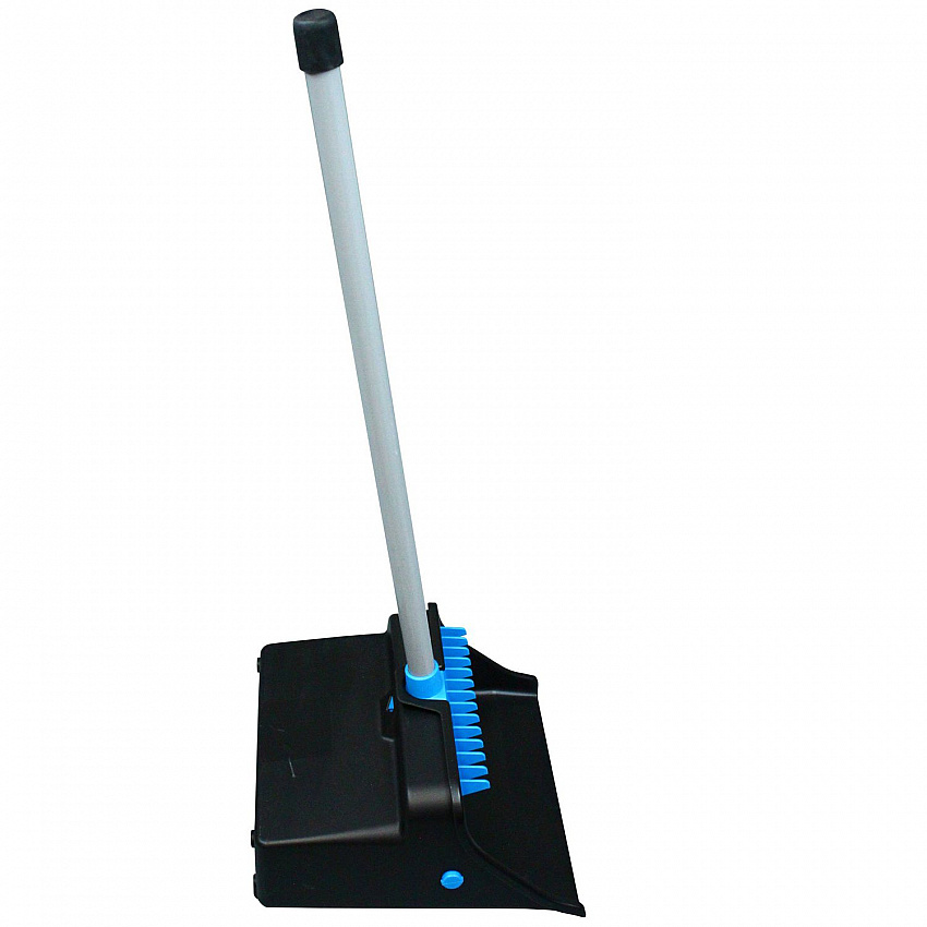 LobbyMaster Plastic Dust Pan, 11.72" Wide, 31" PVC Handle, Blue/Black (T001301)
