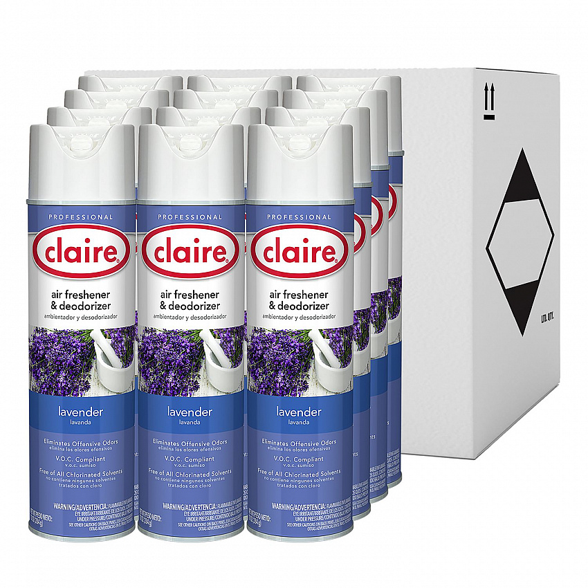 Aerosol Air Freshener and Deodorizer, Lavender, 10 oz Aerosol Spray, 12 Cans (191)