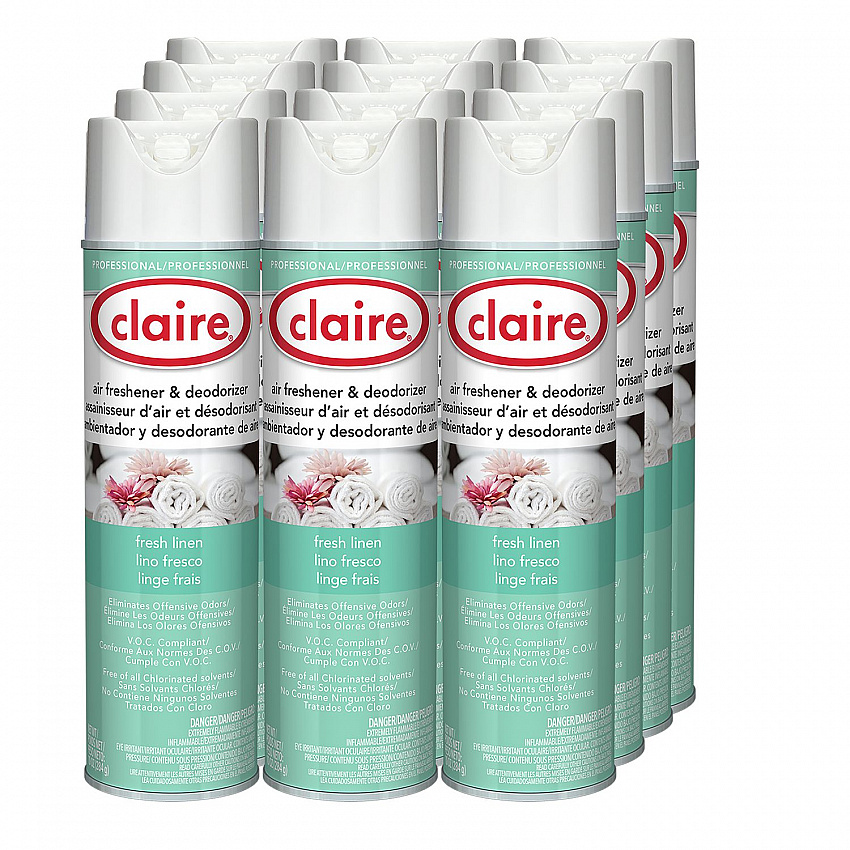 Aerosol Air Freshener and Deodorizer, Fresh Linen, 10 oz Aerosol Spray, 12 Cans (163)