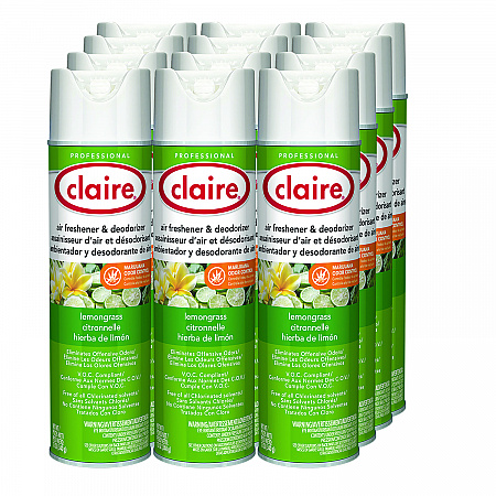 Aerosol Air Freshener and Deodorizer, Lemongrass Citronella, 12 oz Aerosol Spray, 12 Cans (1307)