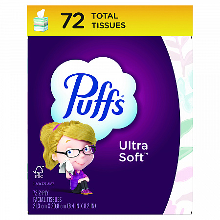 Ultra Soft Facial Tissue, 2-Ply, White, 72 Sheets/Box, 24 Boxes/Carton (97788)
