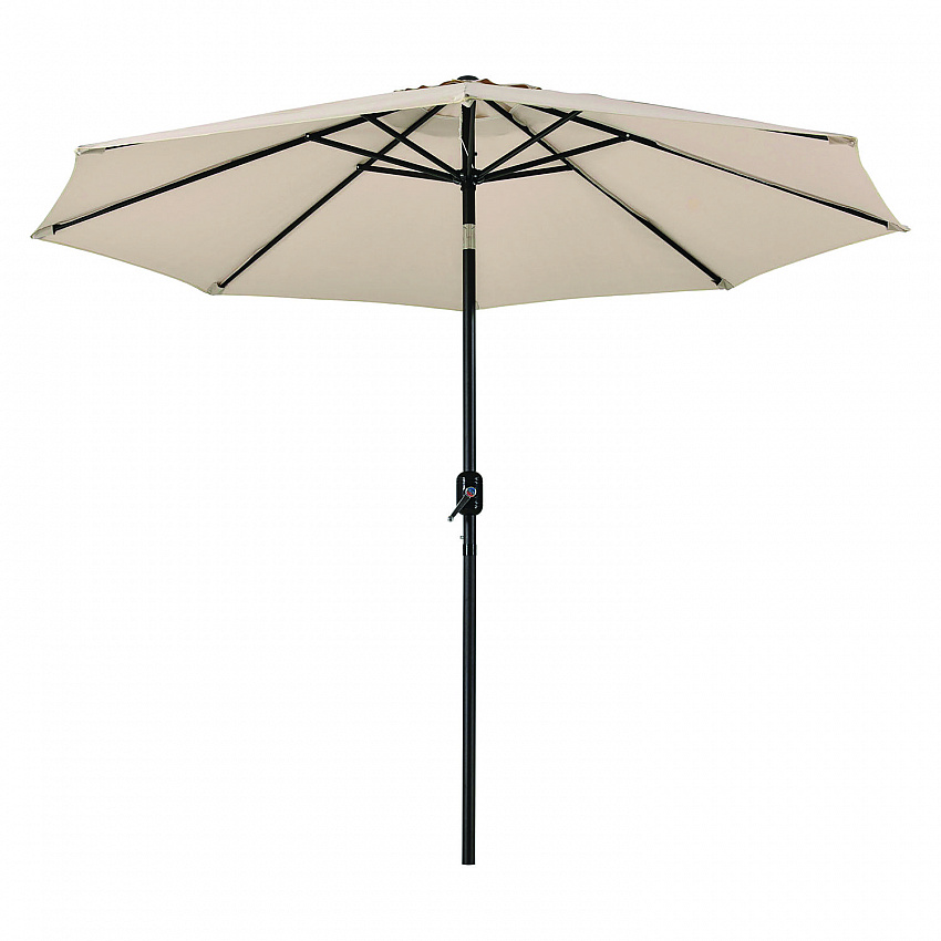 Outdoor Umbrella with Tilt Mechanism, 102" Span, 94" Long, Tan Canopy, Black Handle (262071)