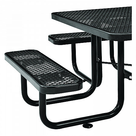 Expanded Steel Picnic Table, Square, 81 x 81 x 29.5, Black Top, Black Base/Legs (277151BK)