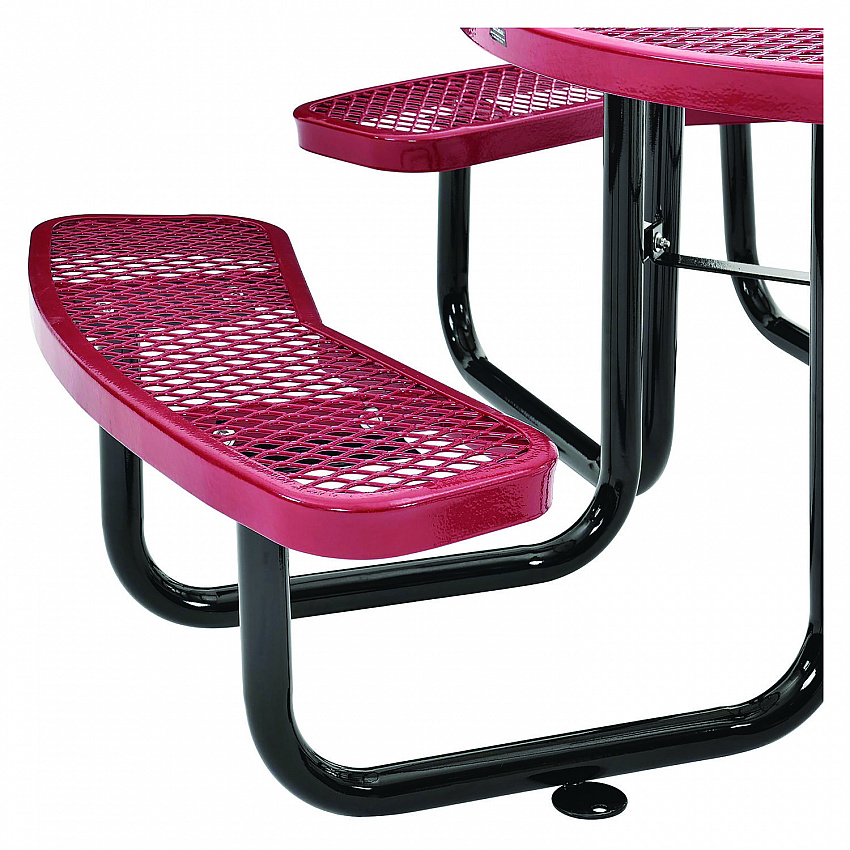 Expanded Steel Picnic Table, Round, 46" Dia x 29.5"h, Red Top, Red Base/Legs (277150RD)