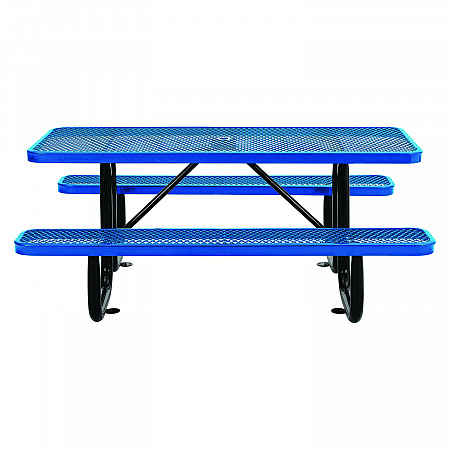 Expanded Steel Picnic Table, Rectangular, 72 x 62 x 29.5, Blue Top, Blue Base/Legs (277152BL)