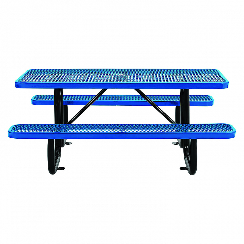 Expanded Steel Picnic Table, Rectangular, 72 x 62 x 29.5, Blue Top, Blue Base/Legs (277152BL)