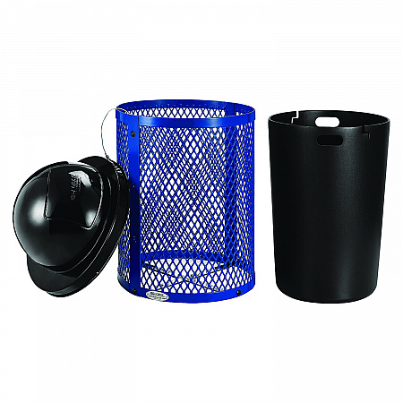 Outdoor Diamond Steel Trash Can, 36 gal, Dome Lid, Blue (261948BL)
