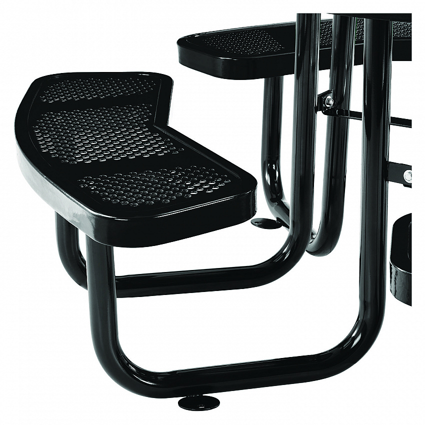 Perforated Steel Picnic Table, Round, 46" Dia x 29.5"h, Black Top, Black Base/Legs (262078BK)