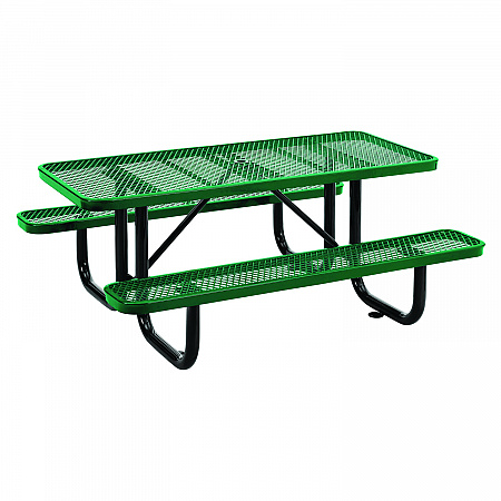 Expanded Steel Picnic Table, Rectangular, 72 x 62 x 29.5, Green Top, Green Base/Legs (277152GN)