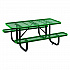 Expanded Steel Picnic Table, Rectangular, 72 x 62 x 29.5, Green Top, Green Base/Legs (277152GN)
