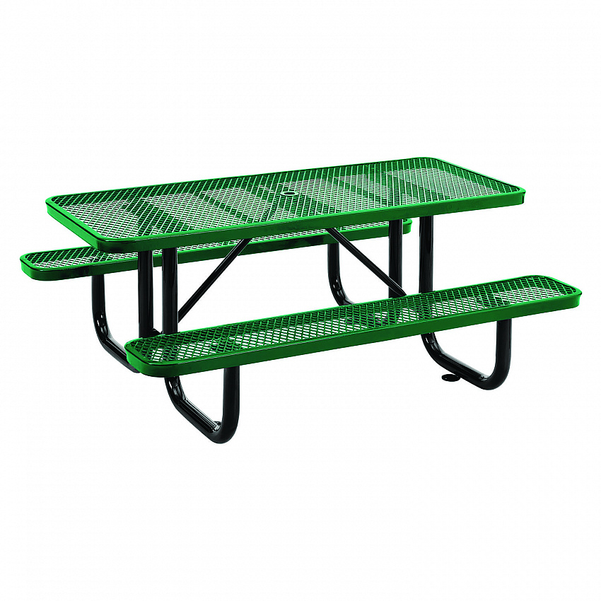Expanded Steel Picnic Table, Rectangular, 72 x 62 x 29.5, Green Top, Green Base/Legs (277152GN)