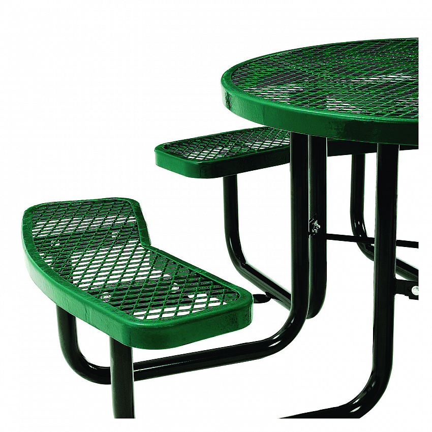 Expanded Steel Picnic Table, Round, 46" Dia x 29.5"h, Green Top, Green Base/Legs (277150GN)