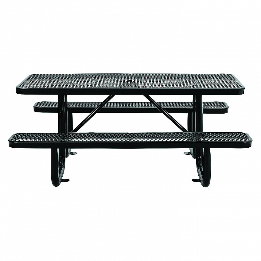 Expanded Steel Picnic Table, Rectangular, 72 x 62 x 29.5, Black Top, Black Base/Legs (277152BK)