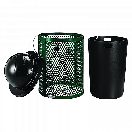 Outdoor Diamond Steel Trash Can, 36 gal, Dome Lid, Green (261948GN)