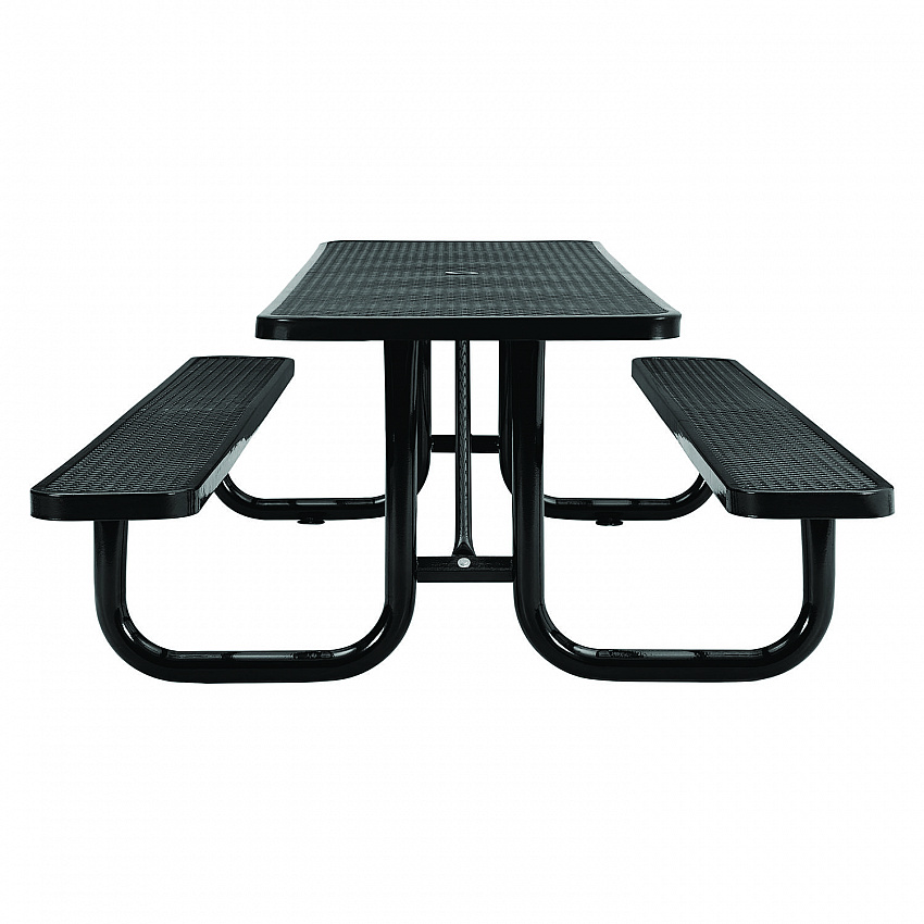 Expanded Steel Picnic Table, Rectangular, 96 x 62 x 29.5, Black Top, Black Base/Legs (277153BK)