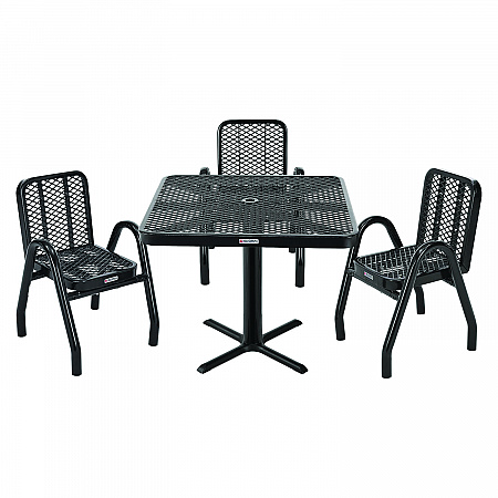Outdoor Dining Set, Square, 36 x 36 x 36, Black Top, Black Base/Legs (348120BK)