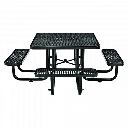 Expanded Steel Picnic Table, Square, 81 x 81 x 29.5, Black Top, Black Base/Legs (277151BK)
