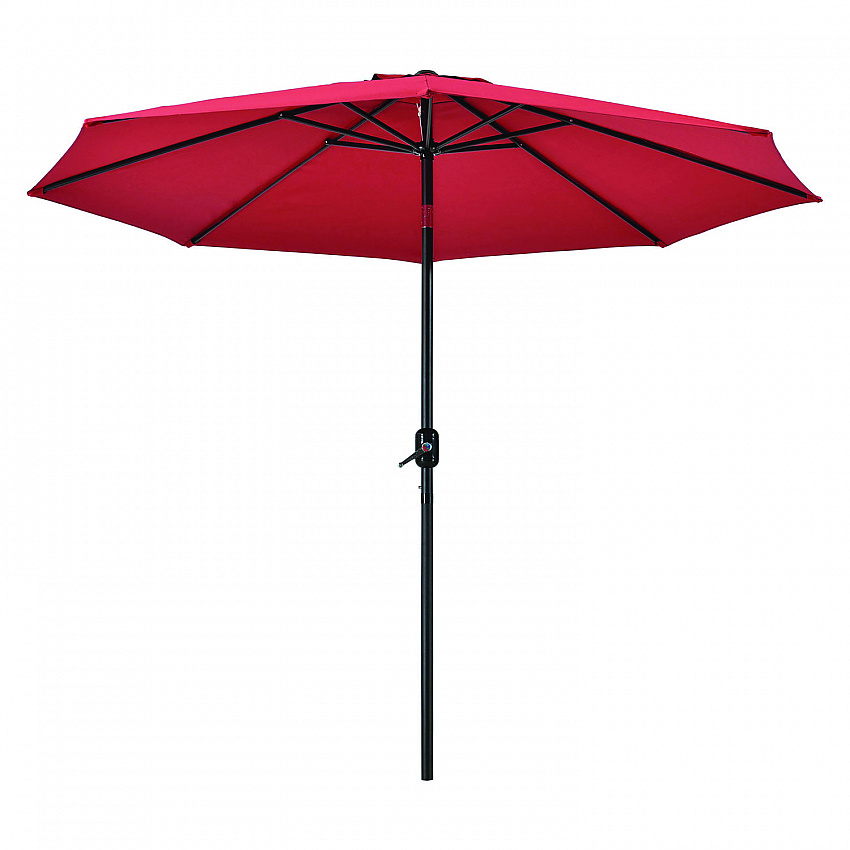 Outdoor Umbrella with Tilt Mechanism, 102" Span, 94" Long, Red Canopy, Black Handle (262070)