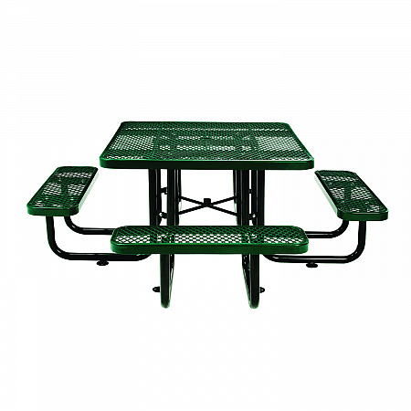 Expanded Steel Picnic Table, Square, 81 x 81 x 29.5, Green Top, Green Base/Legs (277151GN)