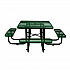 Expanded Steel Picnic Table, Square, 81 x 81 x 29.5, Green Top, Green Base/Legs (277151GN)