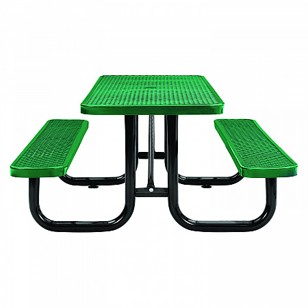 Expanded Steel Picnic Table, Rectangular, 72 x 62 x 29.5, Green Top, Green Base/Legs (277152GN)