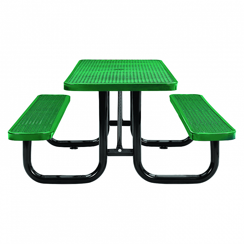 Expanded Steel Picnic Table, Rectangular, 72 x 62 x 29.5, Green Top, Green Base/Legs (277152GN)