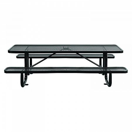 Expanded Steel Picnic Table, Rectangular, 96 x 62 x 29.5, Black Top, Black Base/Legs (277153BK)