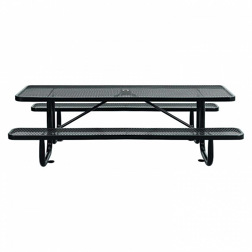 Expanded Steel Picnic Table, Rectangular, 96 x 62 x 29.5, Black Top, Black Base/Legs (277153BK)