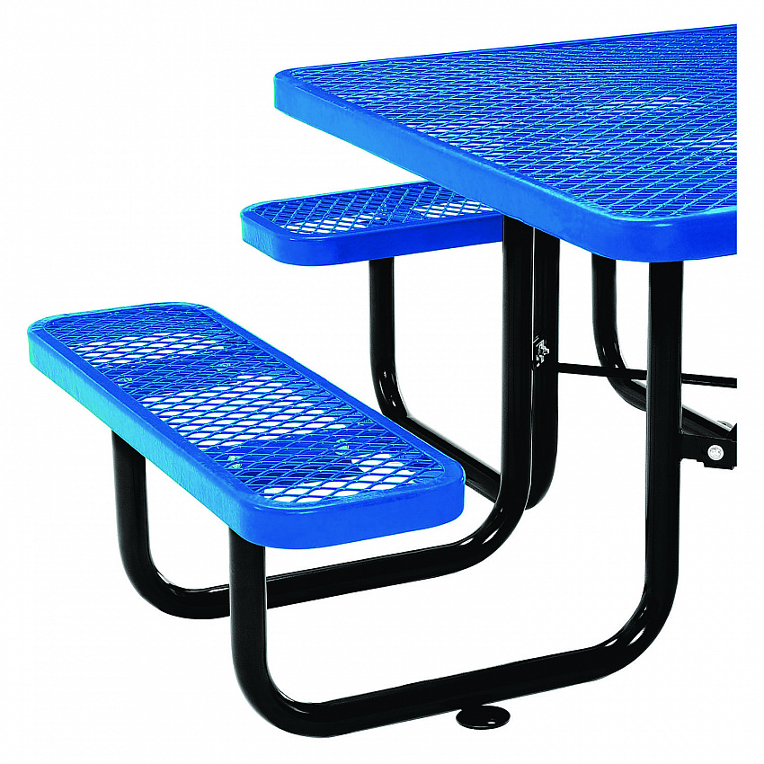 Expanded Steel Picnic Table, Square, 81 x 81 x 29.5, Blue Top, Blue Base/Legs (277151BL)