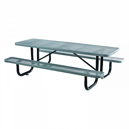 Expanded Steel Picnic Table, Rectangular, 96 x 62 x 29.5, Gray Top, Gray Base/Legs (277153GY)