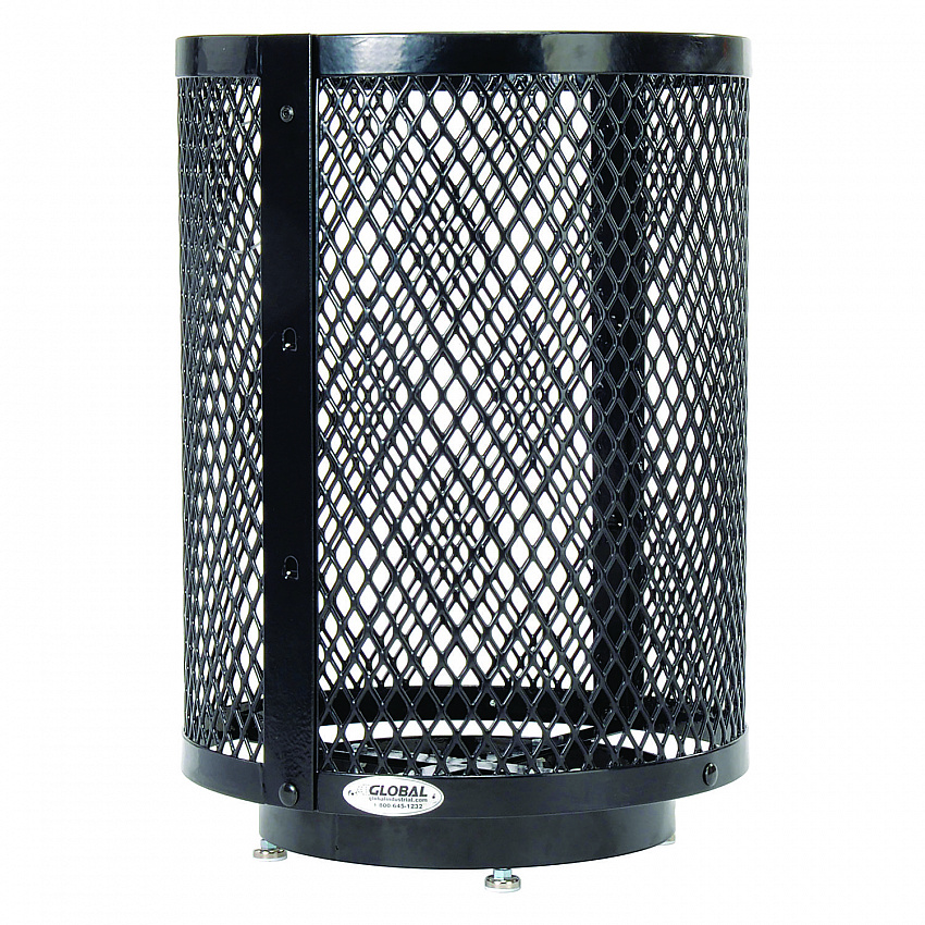 Outdoor Diamond Steel Trash Can with Base, 36 gal, Black (261948BKD)