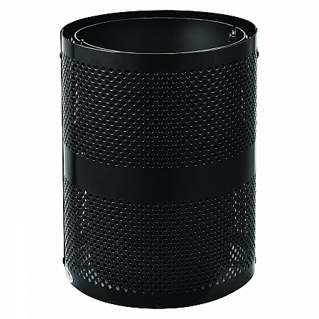 Outdoor Perforated Steel Trash Can with Dome Lid, 36 gal, Steel, Black (261949BK)