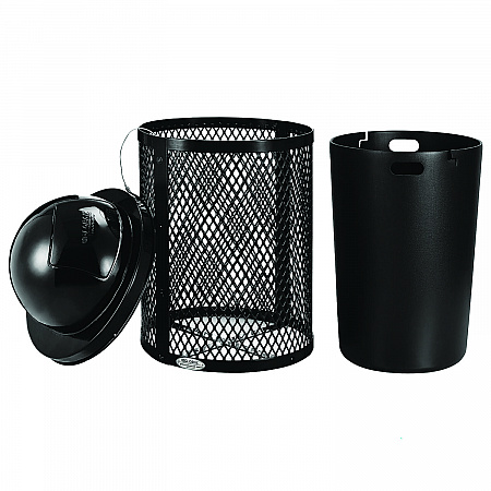 Outdoor Diamond Industrial Steel Trash Can, 36 gal, Black (261948BK)