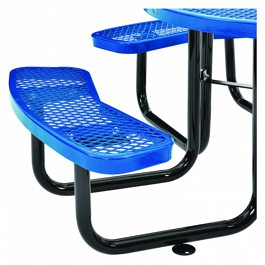 Expanded Steel Picnic Table, Round, 46" Dia x 29.5"h, Blue Top, Blue Base/Legs (277150BL)