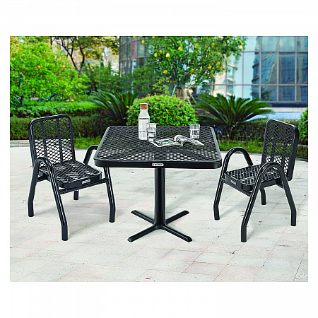 Outdoor Dining Set, Square, 36 x 36 x 29, Black Top, Black Base/Legs (348119BK)