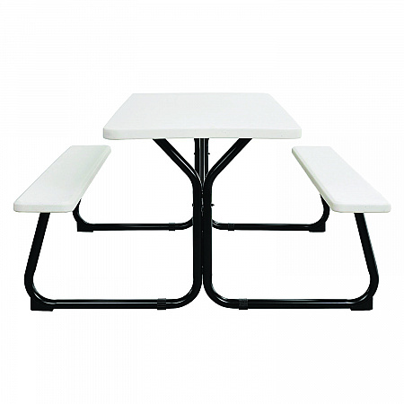 Blow-Molded Plastic Picnic Table, Rectangular, 72 x 60 x 30, White Top, White Base/Legs (695484)