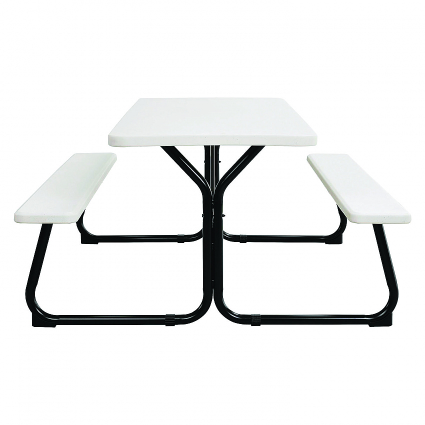 Blow-Molded Plastic Picnic Table, Rectangular, 72 x 60 x 30, White Top, White Base/Legs (695484)