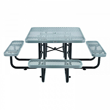 Expanded Steel Picnic Table, Square, 81 x 81 x 29.5, Gray Top, Gray Base/Legs (277151GY)