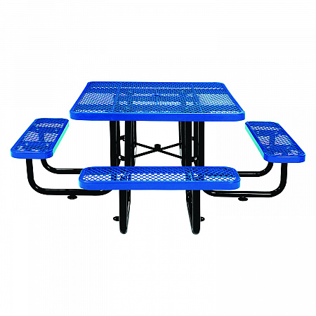 Expanded Steel Picnic Table, Square, 81 x 81 x 29.5, Blue Top, Blue Base/Legs (277151BL)