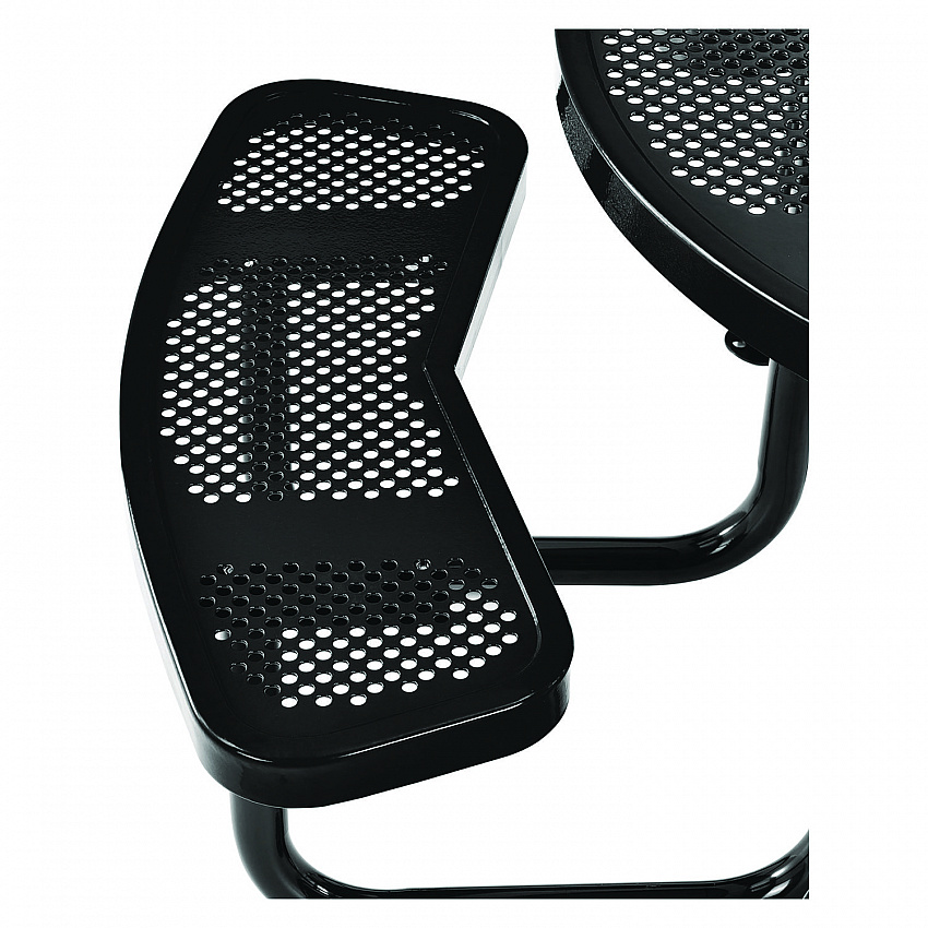 Perforated Steel Picnic Table, Round, 46" Dia x 29.5"h, Black Top, Black Base/Legs (262078BK)