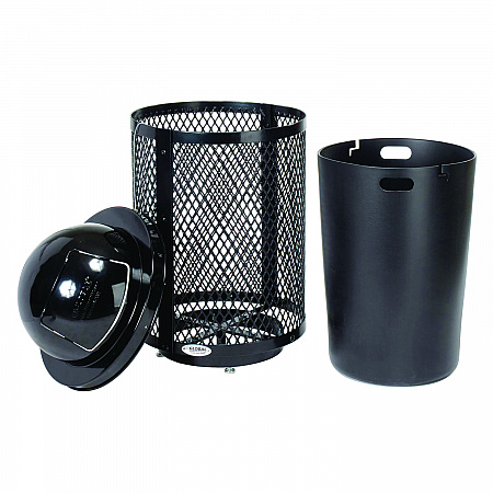 Outdoor Diamond Steel Trash Can with Base, 36 gal, Black (261948BKD)