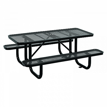 Expanded Steel Picnic Table, Rectangular, 72 x 62 x 29.5, Black Top, Black Base/Legs (277152BK)