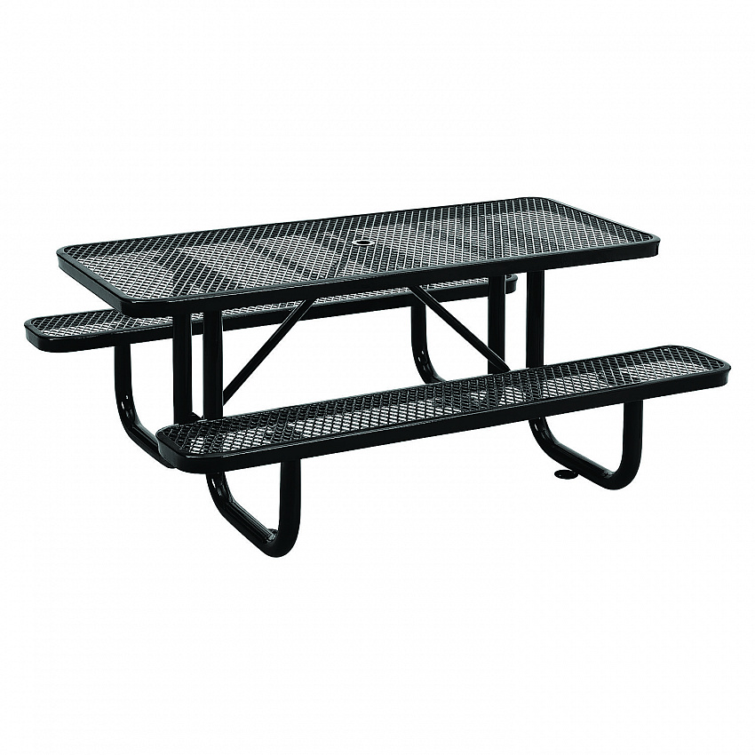 Expanded Steel Picnic Table, Rectangular, 72 x 62 x 29.5, Black Top, Black Base/Legs (277152BK)
