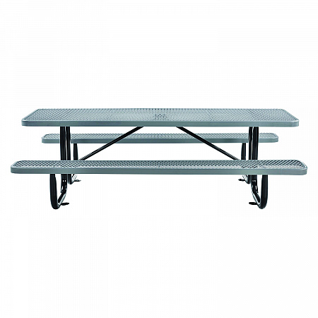 Expanded Steel Picnic Table, Rectangular, 96 x 62 x 29.5, Gray Top, Gray Base/Legs (277153GY)