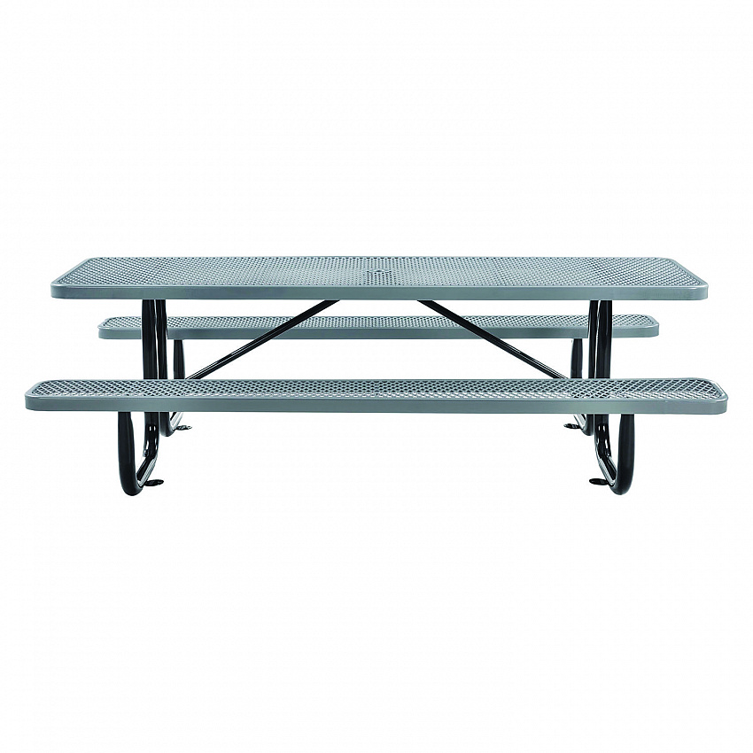 Expanded Steel Picnic Table, Rectangular, 96 x 62 x 29.5, Gray Top, Gray Base/Legs (277153GY)