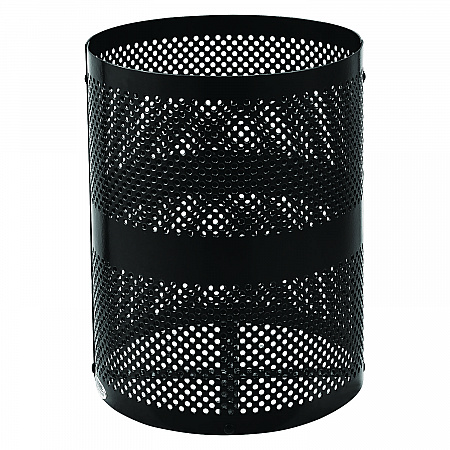Outdoor Perforated Steel Trash Can with Dome Lid, 36 gal, Steel, Black (261949BK)