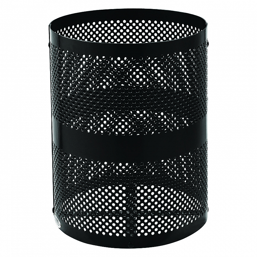 Outdoor Perforated Steel Trash Can with Dome Lid, 36 gal, Steel, Black (261949BK)