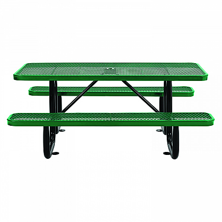 Expanded Steel Picnic Table, Rectangular, 72 x 62 x 29.5, Green Top, Green Base/Legs (277152GN)